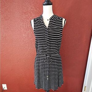 Metaphor Black and White Striped Dress